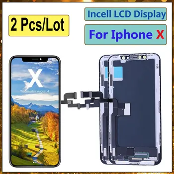 2 елемента LCD дисплей за iPhone X + 3D сензорен цифров преобразувател в събирането Без мъртви пиксели Подмяна на мобилни телефони Дисплей за Iphone X LCD