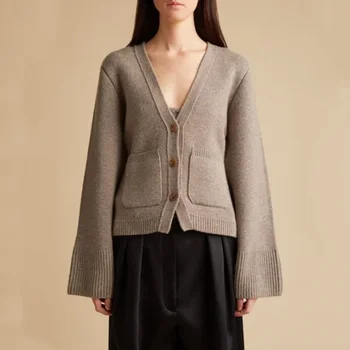 2023 Нов дамски пуловер-жилетка в обикновен разговорния стил, вълнена жилетка вязаный
