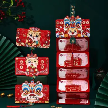 2024 Китайската Нова година, Червен плик, Червен пакет с анимационни Година на Дракона, сгъваема Фестивален Щастлив чанта, парти, коледа, Коледни Джобни подаръци за пари