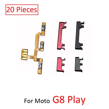 20pcs Бутон за регулиране на силата на звука на хранене Flex за Motorola Moto G8 Play On Off, кабел странични бутони, Резервни части за ремонт, Черен, червен