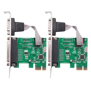 2X RS232 Сериен порт RS-232 COM & DB25 Принтер, Паралелен Порт LPT за PCI-E Адаптер за карта PCI Express Конвертор