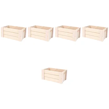 5 бр. Творчески дървена кутия за съхранение, настолен органайзер, украса за дома (малка)