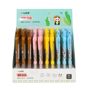 60 бр./лот Механичен молив Kawaii Panda Bear Rabbit, Хубаво Автоматична писалка за рисуване 2,0 ММ, Ученически канцеларски материали за офиса