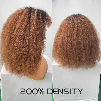 DreamDiana 12A естествен косъм в африканския стил, къдрава перуки с бретон, бразилска, афро-къдрава перуки на дантели Реми 200 плътност за черни жени