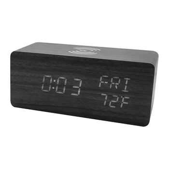 Hot digital alarm clock TTKK с функция за повторение на температурата и влажността, led електронни часовници, безжично зарядно за смартфон с мощност 10 W