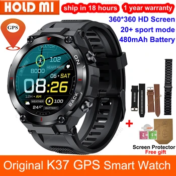 K37 Смарт часовници GPS 360* 360 HD Екран, 480 ма Фитнес Тракер 24 Ч Сърдечната Честота IP68 Водоустойчив Спортни Смарт часовници На открито За Мъже PK K27