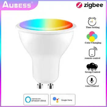 Led лампи Sasha Zigbee GU10, интелигентна led крушка RGB + CCT, таймер led крушки, Гласово управление Работи с Алекса Yandex Alice
