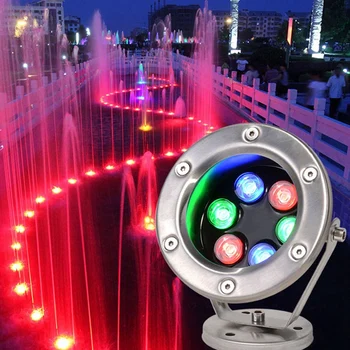 Led фонтан от неръждаема стомана с регулируем ъгъл на наклона IP68 AC 12V RGB, което променя цвета си, Плаващ Подводен лампа за басейн
