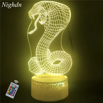 Nighdn Мультяшная Змия лека нощ led USB Сензорен акрил, 16 цвята, променящия цвят с помощта на дистанционното управление, настолна лампа, лампа за атмосферата партита