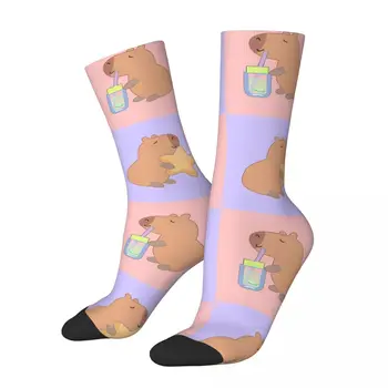 Апликации ягоди Кифли Drink Doodle Kawai Капибара Морско Свинче Cavia Porcelus Чорапи за животни Мъжки Дамски Пролетни Чорапи