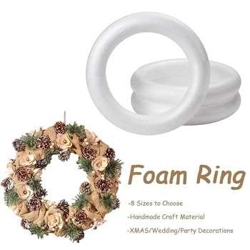 Бяло кръгло пръстен от стиропор за коледни diy, Венец ръчно изработени Сватбени Тържества, Украса за дома партита