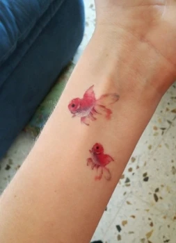 Водоустойчив Временна Татуировка 3D роза лисица златната рибка и златната рибка перо котка цвете момиче татуировка етикети флаш татуировка фалшиви татуировки