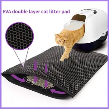 Двуслойни подложка за котешки тоалетни ЕВА, Водоустойчив нескользящий филтър за басейн с пясък, Моющийся матрак за коте, куче, подложка за пода, за да проверите за почистване на домашни любимци