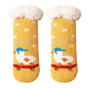 Детски зимни дебели топли и флисовые детски нескользящие чорапи на пода детски агнешко руно есен и зима памучни чорапи