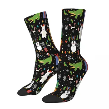 ЖИВОТНИ И Penguin празнувайте КОЛЕДА В Африка Чорапи-Мъжки, Дамски есенни чорапи в стил хип-хоп