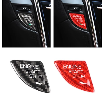 За Cadillac ATS ATS-L 2013-2019 Бутон за пускане и Спиране на Двигателя Капак на Ключа От Въглеродни Влакна Червен/Черен Ключ Клавиши Стикер В Ивицата Покритие