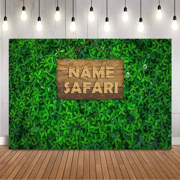 Името на Сафари в деня на раждането на Фона на портрет на новородено в джунглата на рождения ден на Фон за фотосесия в студио по индивидуална заявка