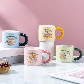 Керамична чаша Прекрасно Rabbit, двойка чаши за вода, чаши за чай, Персонализиран подарък, сладки и различни чаши за кафе, оригинални чаши