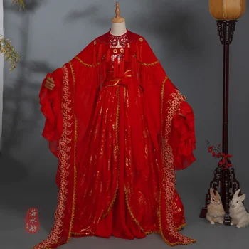 Китайското Традиционно Страхотна Жена Сватбена Рокля Hanfu, Китайска Короната на Феникса, Традиционната Рокля за Жените, Червено Елегантно Луксозно