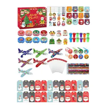 Коледен комплект канцеларски материали, Моливи, Колекция ластиков С играчки-самолети, Подаръци за деца, приятели, семейство, съученици
