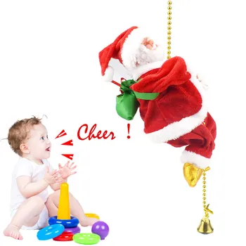 Коледна украса Дядо Коледа Електрически Скалолазный Окачен Коледен орнамент Играчки Въже за катерене, Плюшен кукла Коледни подаръци за деца
