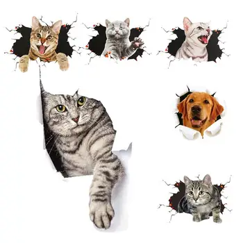 Креативна стикер на колата 3D стикер с изображение на котка, имитирующая выглядывающих прекрасни котки, стикер на автомобилни аксесоари, стикер за прикриване на драскотини