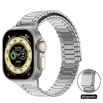 Магнитна Стоманена Каишка за Apple Watch Band 49 мм 41 45 mm 40 44 мм 38 42 мм Луксозна Гривна-звено за Iwatch Ultra 8 7 6 5 4 Se 3 2 1