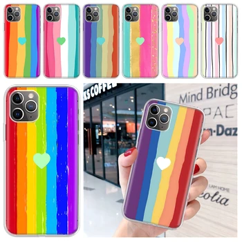 Мек калъф за Телефон Rainbow Gradient Любов за iPhone 15 14 13 12 11 Pro Max 7 Plus Mini Apple XR XS X SE 2020 8 + Cover Shell