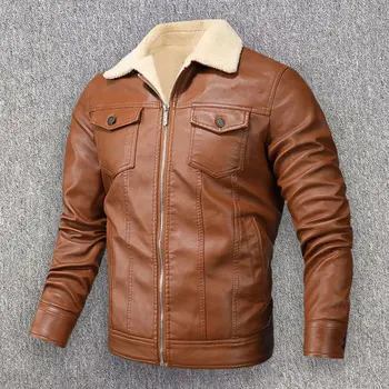 Модерни маркови мъжки зимни якета от изкуствена кожа, приталенная мотоциклетът връхни дрехи, палта, мъжко яке-бомбер на открито, топло яке от плътна отвътре