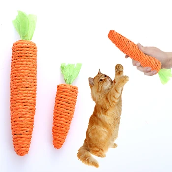 Морков играчка за котки, Играчка за дъвчене хартия въжета, Вграден звънец, Сладки животни, Играчки за домашни любимци на Едро