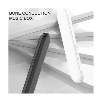 Музикалното ковчег на костната проводимост е Преносим детски MP3 Безжична Bluetooth 5.0 Стерео бас високоговорителя под възглавницата за сън (черен)