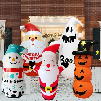 Надуваем Дядо Коледа, PVC, декорация във формата на Снежен човек, Тиква за Хелоуин, Бял Призрак, декорация за градината на открито, Коледни играчки