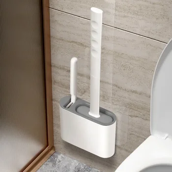 Нова трансграничная силиконовата четка за тоалетна, комплект за почистване на четки за тоалетна, окачен на стената в банята