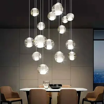 Нови модерни полилеи Вътрешно осветление на Стълбища led полилей за хола Кристална топка Полилей за кухня в стил loft Блясък