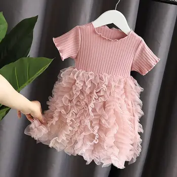 Однотонное рокля в клетка от 0 до 3 години, лятна и есенна детски дрехи с цветен модел, сладко розово, черно-кафяв газ рокля, Красива бяла пола 2023