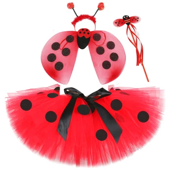 Пола-пакетче под формата на дама-бръмбар за малки момичета, детски празничен костюм феи за най-малките момичета, Коледни Костюми за Хелоуин с крила, комплект