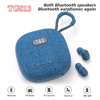 Портативен говорител Bluetooth TG813, безжичен субуфер, мини-бас, Eearphone, градинска колона, Boombox, възпроизвеждане на музика за смартфон