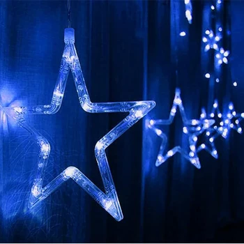 Празнично Осветление LED Фея Star Завеса Ред luminarias Украса Коледен Венец Сватбен Светлина 2 М AC220V Plug EU