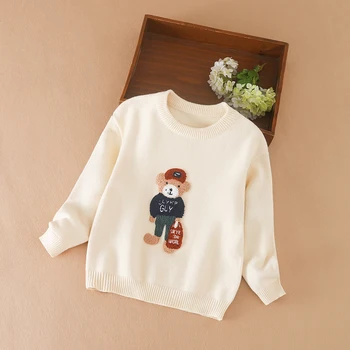 Пуловер за момичета, есенно-зимна вязаная дрехи, детски пуловер, сладък топъл пуловер с анимационни герои за деца, дрехи