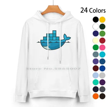 Пуловер с качулка от чист памук Docker 24 цвят Docker Devops Контейнер за Разработка на Linux-Gnu Virtualization Box Production Code