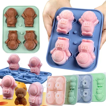 Силиконов тава за кубчета лед Multicavity Creative Astronaut, форма за печене шоколадов пудинг, желе, кутия за бебешка храна, Декори за торти, Изработка на подаръци