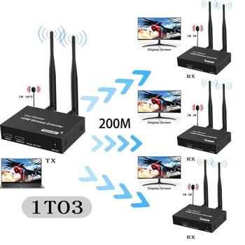 Система за безжичен пренос на данни 5 Ghz, wireless, HDMI, USB удължителен кабел, предавател, приемник, видео, WIFI, 200 м, комплект за безжичен предавател HDMI