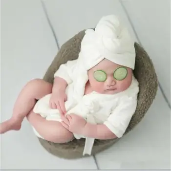 Снимка бебета Реквизит за снимки Облекло новородено първия месец 100 дни детско снимка Пижами Светло Розов халат