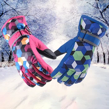 Топли Мъжки и дамски Ръкавици за каране на сноуборд, зимни Спортни ръкавици, за баща, син, момче, Водоустойчив Ски ръкавици за майки и момичета, Градинска Топли зимни дрехи