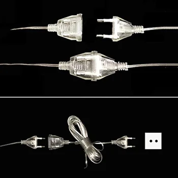Удължителен кабел за захранване от 3 M, 5 M за штепсельной вилици ЕС / САЩ, удължител на кабела за празнично осветление, Стандартен кабел превключвател, Коледен завеса, лампа