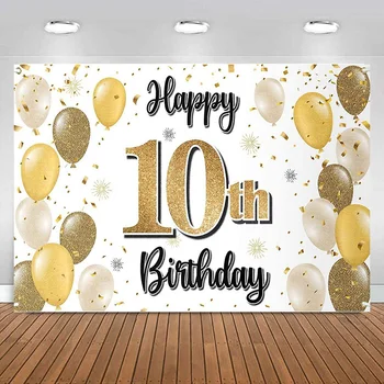 Фон с 10-ти рожден ден, поздравления за деца, Фон за снимки на стената на дома, за декорация на банер за партита, за фон за снимки