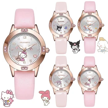 Часовник Hello Kitty Kuromi Cinnamoroll Kawaii Кварцов Ежедневни Sanrio Модерен Ръчен Часовник My Melody За Жени, Момичета, Деца, Подаръци За Рожден Ден