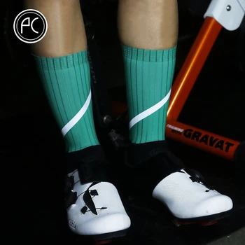 Чорапи за състезания по велосипед, Отразяващи колоездене, чорапи, спортни чорапи за джогинг, дишащи чорапи със средна тръба на 360 градуса