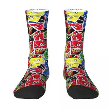 Чорапи с експресна модел за карти за игра Uno, висококачествени чорапи Harajuku, всесезонни чорапи за унисекс подарък за рождения си Ден