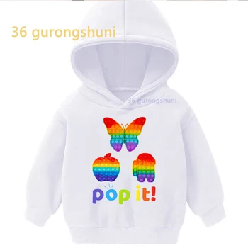 Hoody с шарени пеперуди детски дрехи hoody за момичета Apple unicorn POP IT детски дрехи зимни блузи за момчета